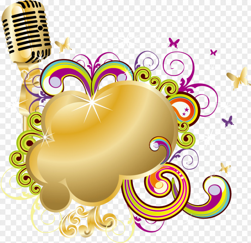 Golden Microphone PNG