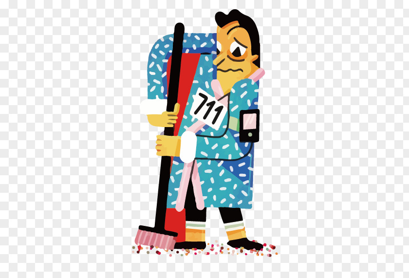 Sweeping Man Illustration PNG