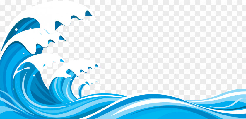 Vector Hand-painted Blue Waves Royalty-free Wind Wave Clip Art PNG