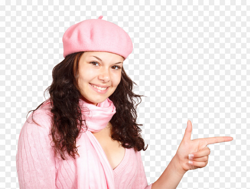 Happy Young Woman Pointing Finger Hindiu2013Urdu Controversy PNG