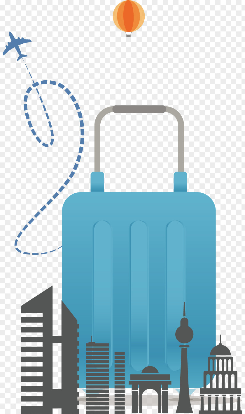 Blue Suitcase Travel Background Vector Material Tourism PNG