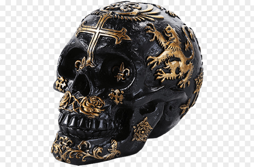 Gold Skull Statue Coat Of Arms Heraldry Or Lion PNG
