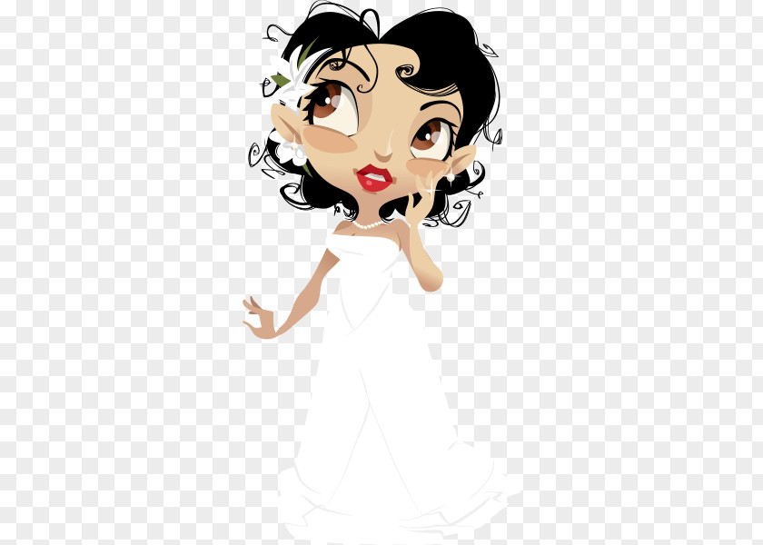 Groom Bride Drawing Black Hair PNG