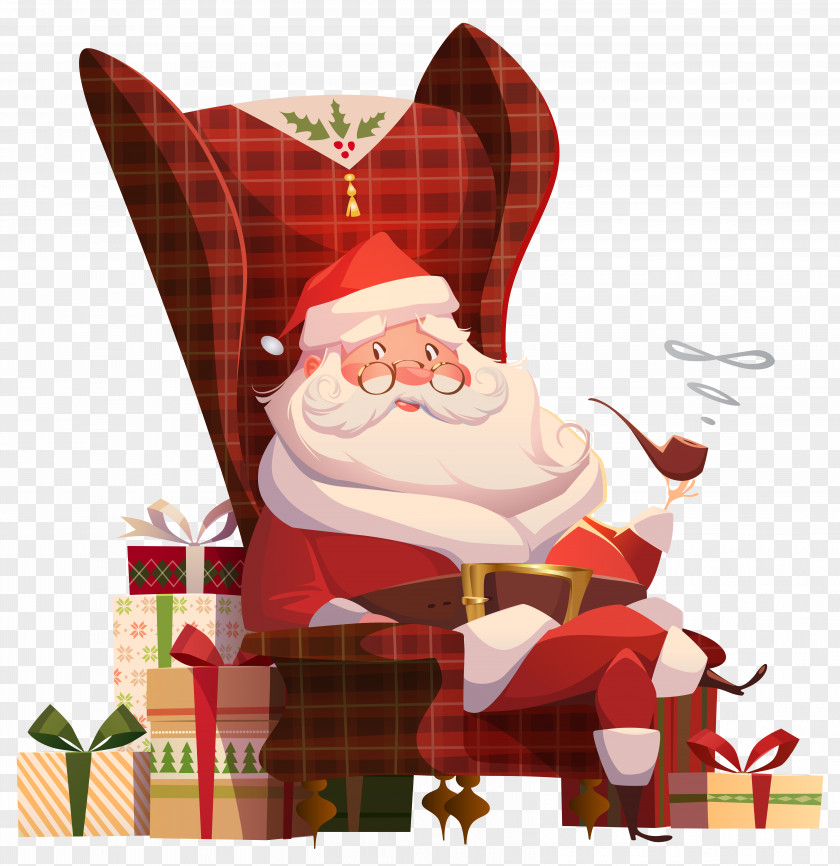 Santa Claus On Chair Transparent Clip Art Image House Mrs. Table PNG