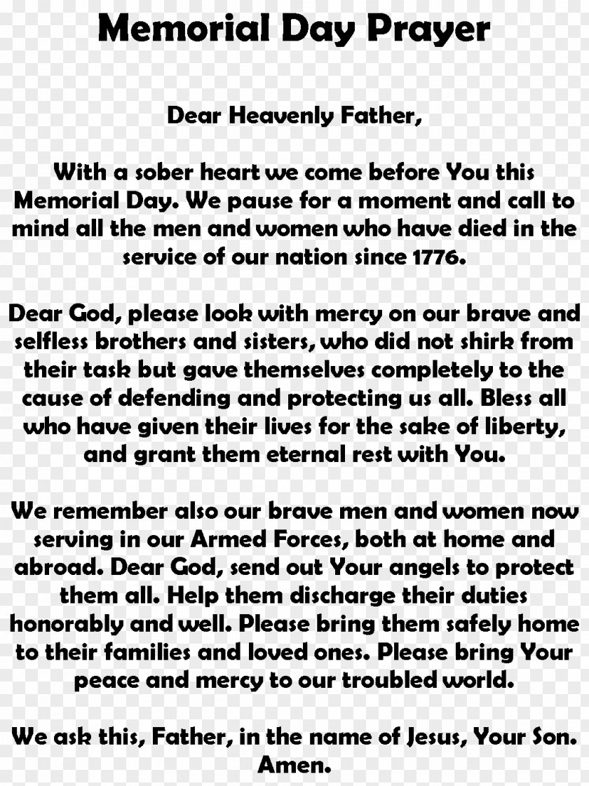 Soldier Memorial Day Poetry Prayer Speech PNG