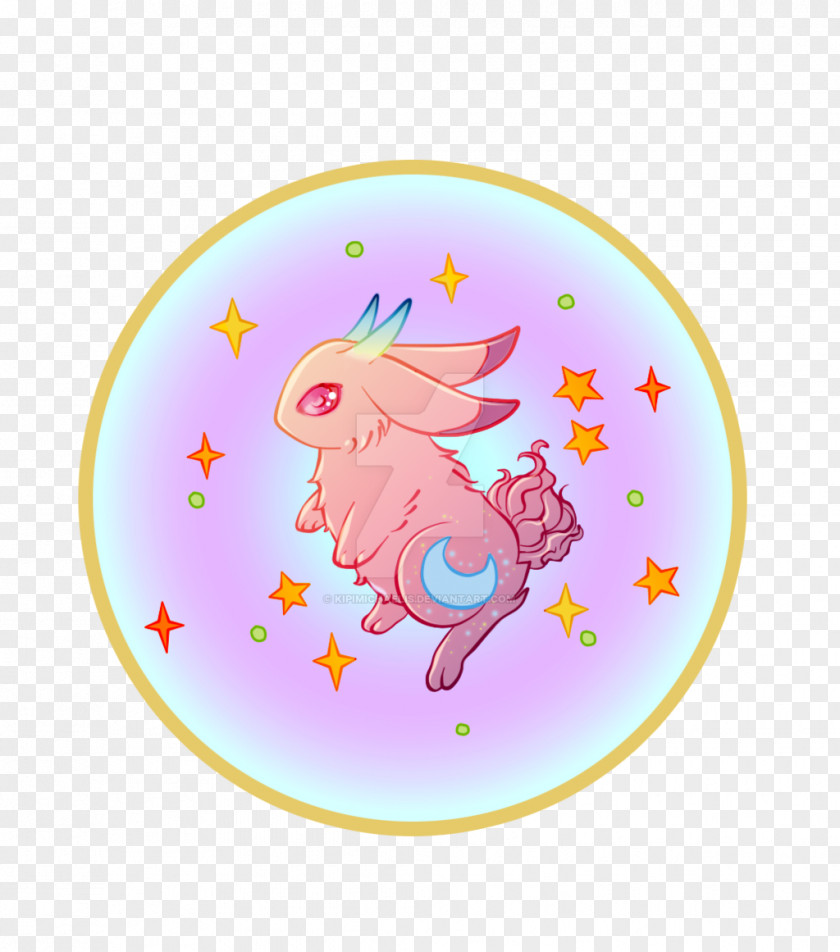 The Rabbit Is Inset On Moon Pink M Oval Character Animal Font PNG