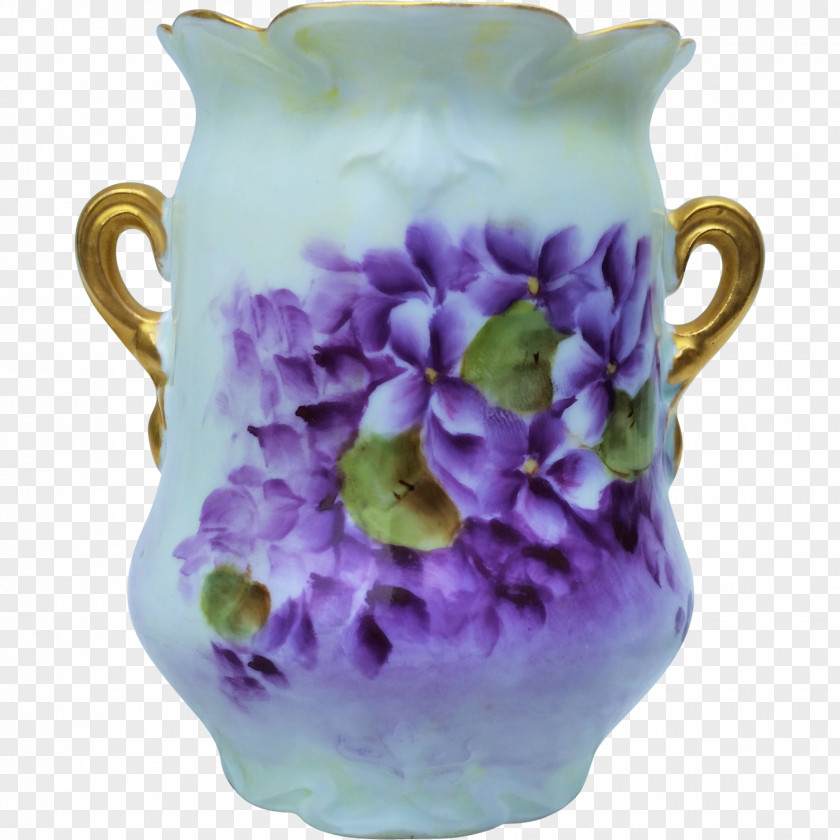 Hand-painted Flowers Decorated Jug Vase Ceramic Pottery Pitcher PNG