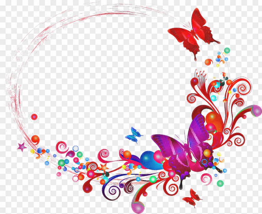 Heart Ornament Watercolor Butterfly Background PNG