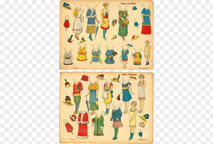 Paper Doll Lithography Decalcomania PNG