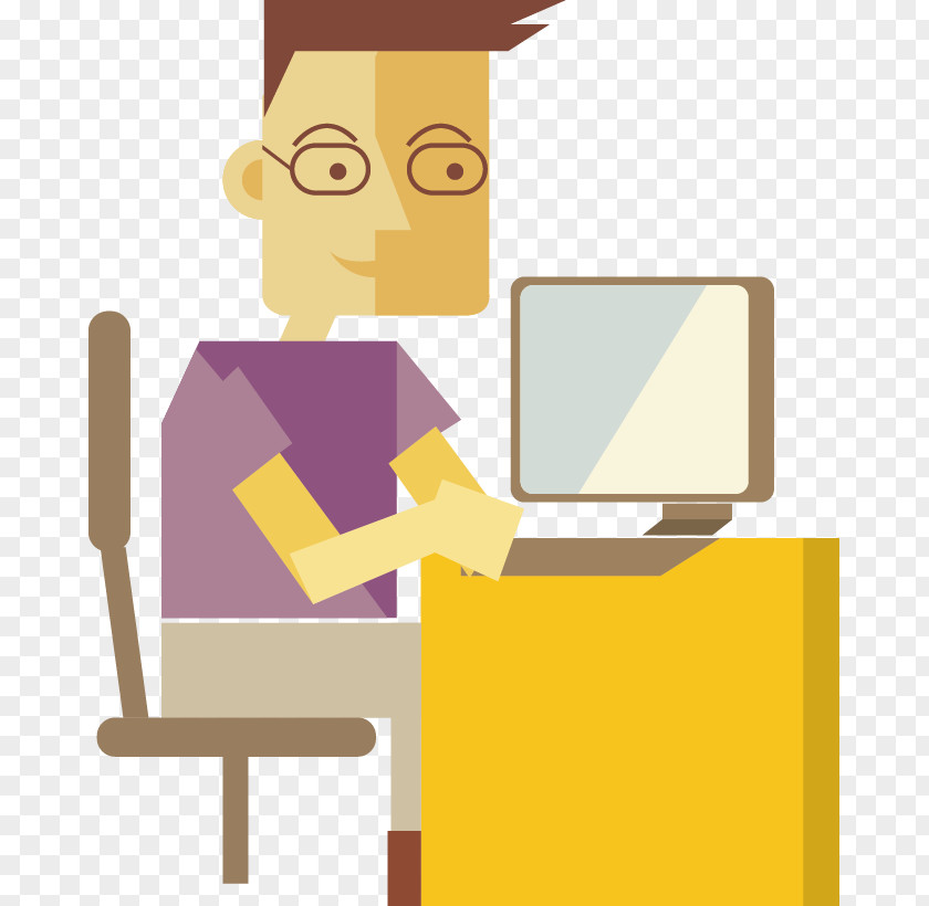 Man Playing Computer File PNG