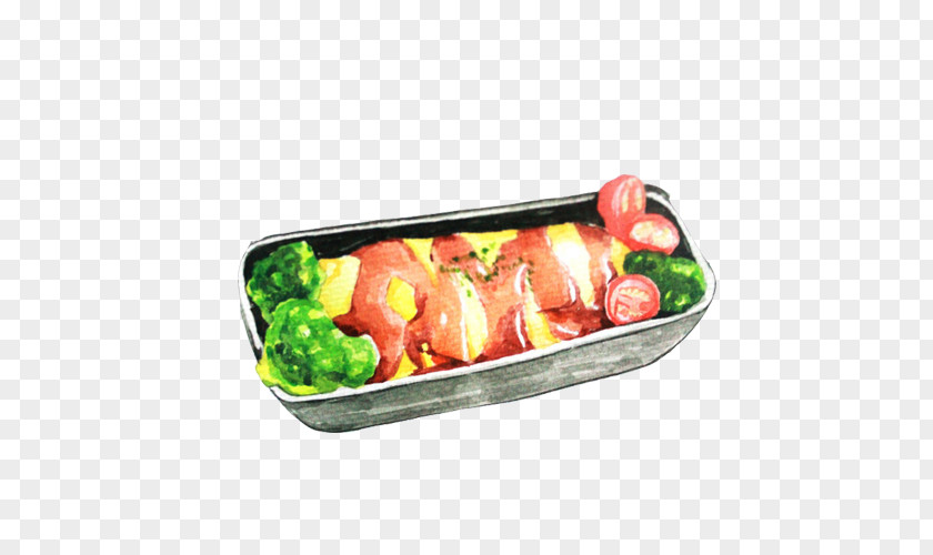 Cauliflower Hot Dog Hand Painting Bento Tomato Juice Take-out PNG