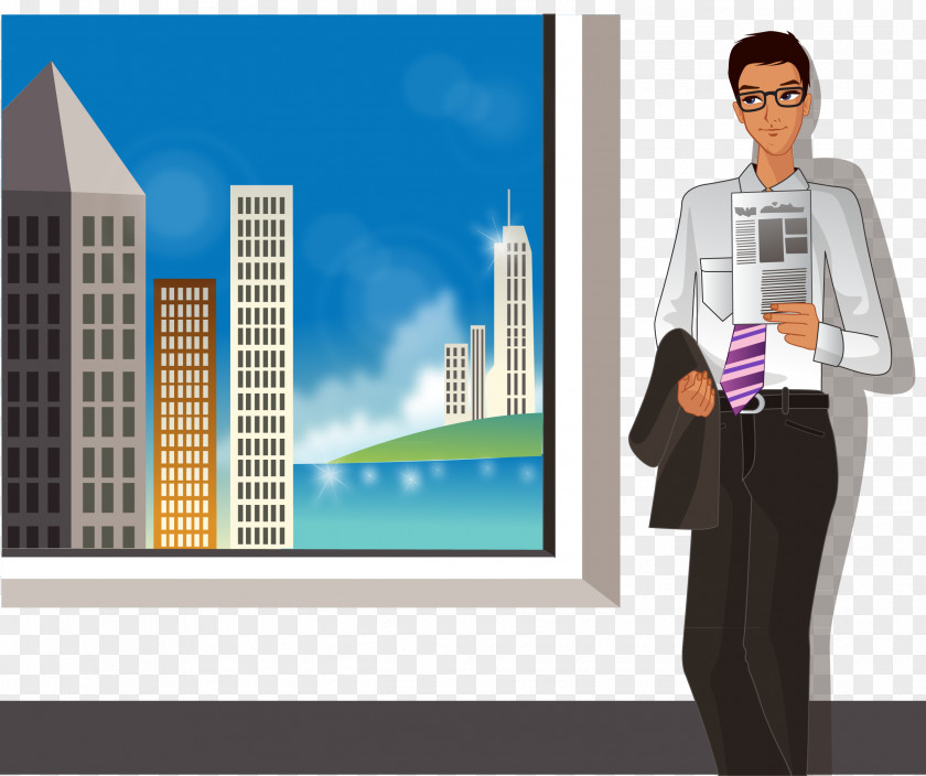 Vector Business Man Building Clip Art PNG