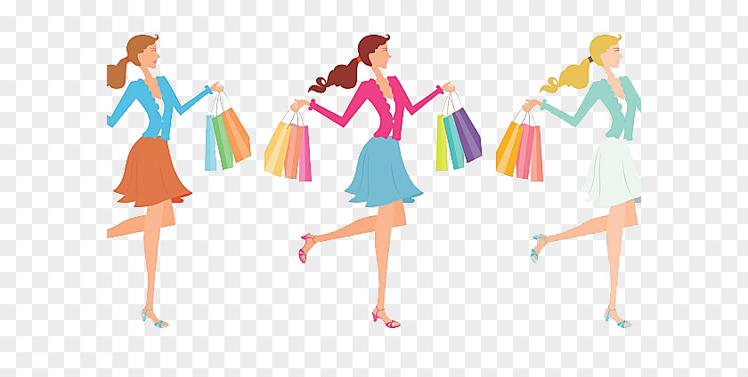 Cartoon Double Eleven Shopping Woman Fashion Online Clip Art PNG