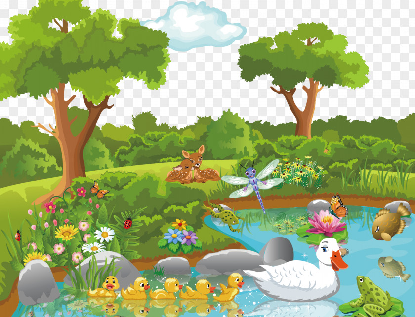 Jungle Fairy Tales Theatrical Scenery Cartoon Nature Clip Art PNG