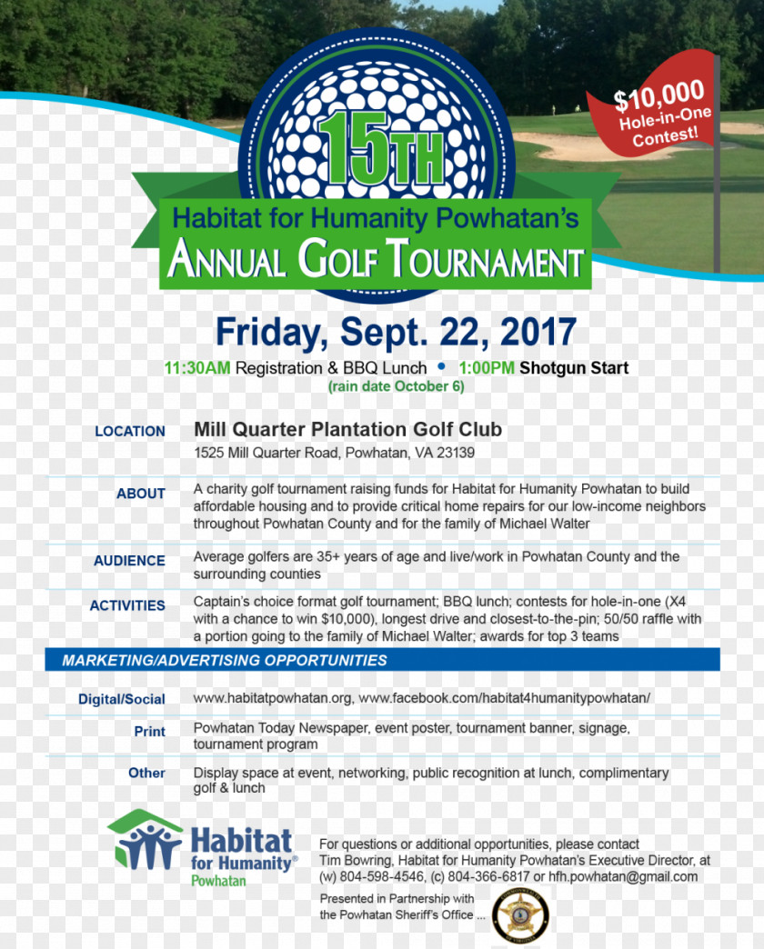 Powhatan Charitable Organization West Central Minnesota Communities ActionGolf Tournament Flyer Habitat For Humanity PNG
