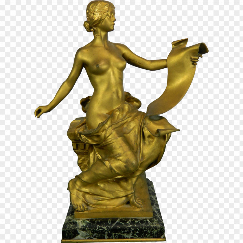 Gold Bronze Sculpture Statue The Little Mermaid PNG