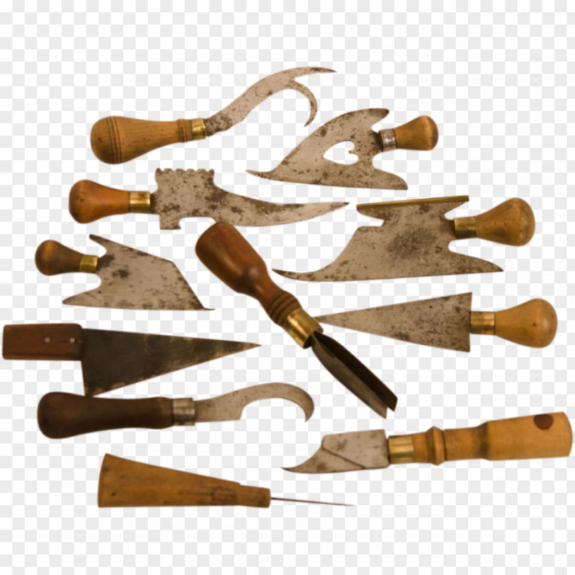 Woman's Hand Leather Crafting Antique Tool PNG
