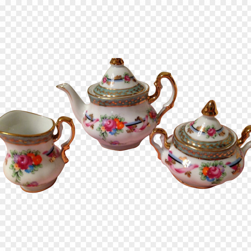 Hand Painted Teacup Saucer Kettle Porcelain Teapot Pottery PNG