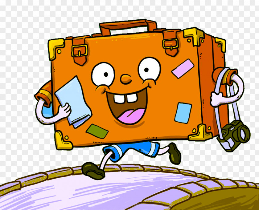 Cartoon Hand-painted Luggage Travel Suitcase PNG