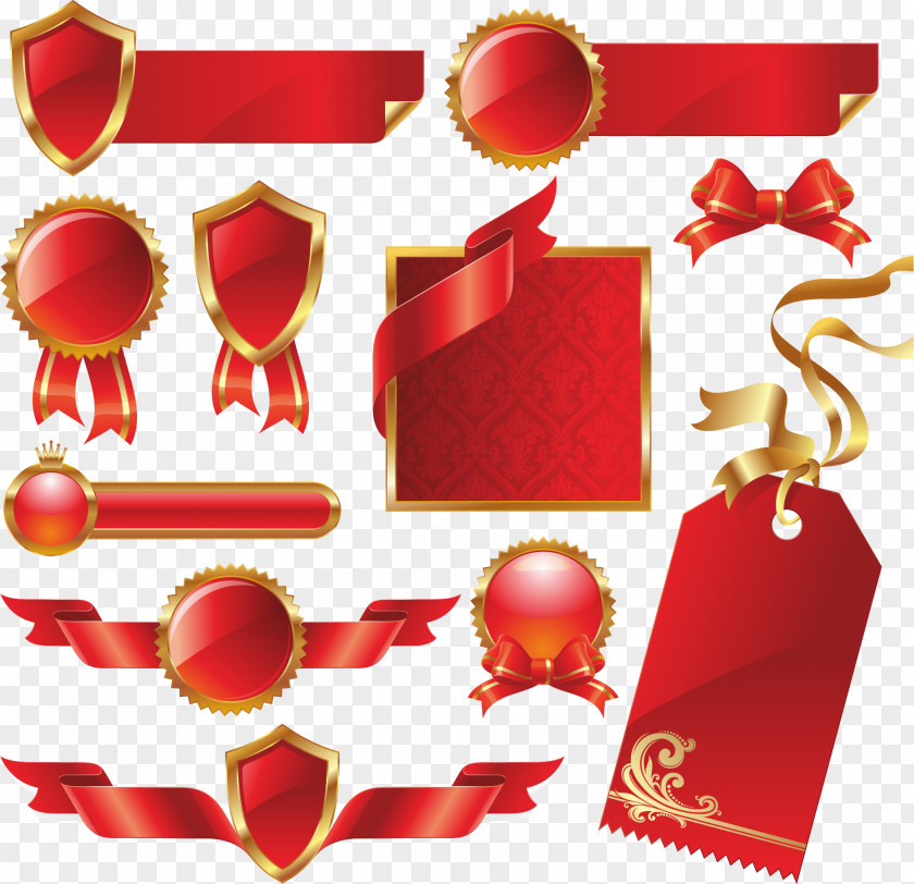 Red Ribbon Paper Label PNG