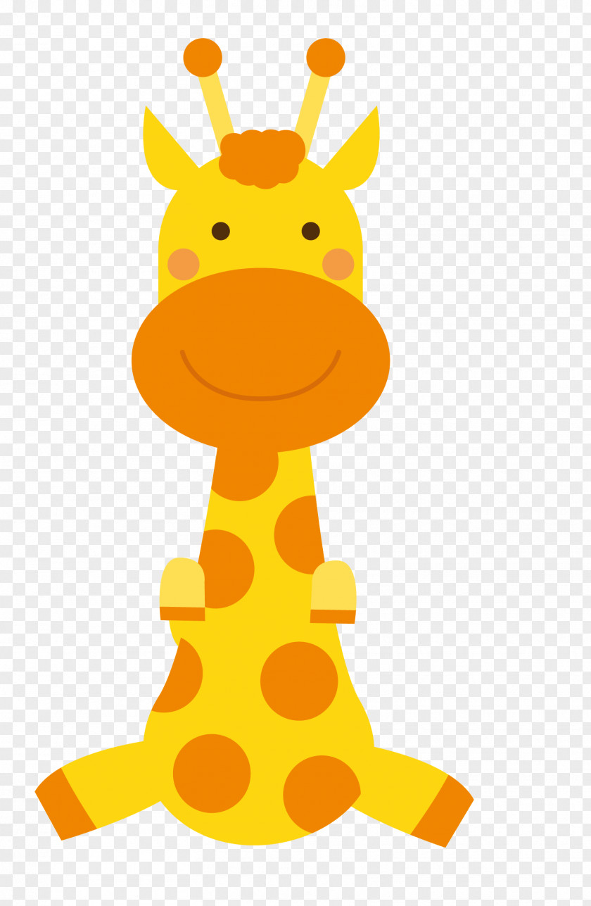 Vector Cute Yellow Cartoon Deer Northern Giraffe Drawing PNG