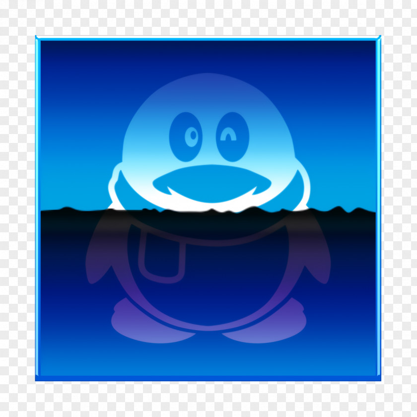 Electric Blue Cartoon Smiley Icon PNG