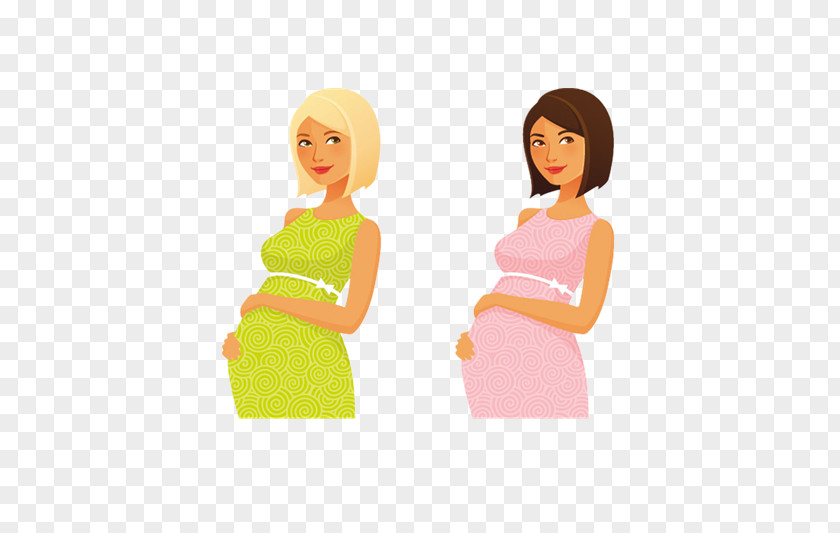 Two Pregnant Women With Short Hair Pregnancy Cartoon Infant Illustration PNG