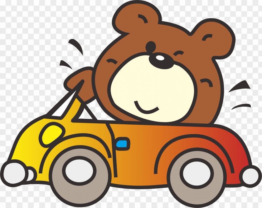 The Little Bear Driving Car Clip Art PNG