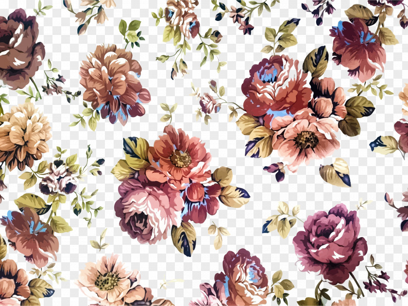 Classical Hand-painted Flowers Background Texture PNG hand-painted flowers background texture clipart PNG