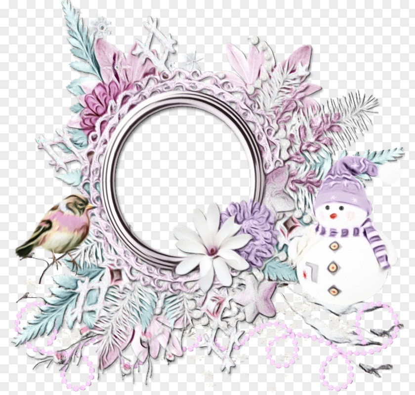Picture Frame Plant Watercolor Christmas Wreath PNG