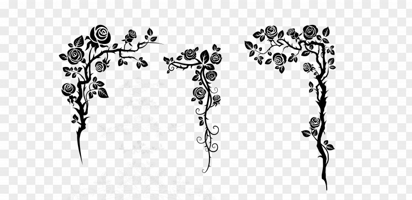 Flower Vine Silhouette Lace Illustration PNG