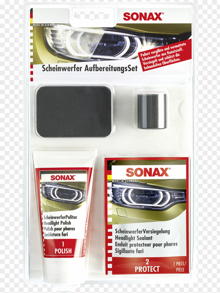 HEADLIGHT RESTORATION Sonax Car Polishing Cleaning Motor Vehicle PNG