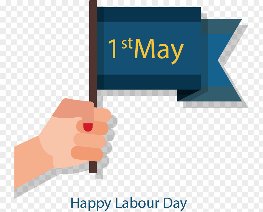Vector Painted Holding A Small Flag Labour Day Labor Euclidean International Workers PNG