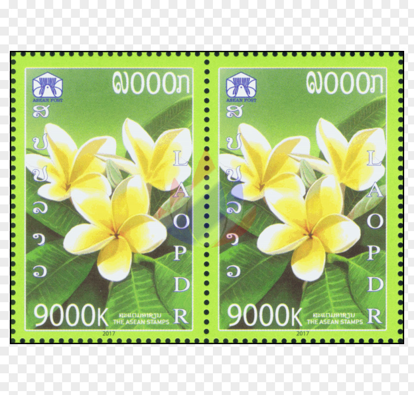 Plumeria Rubra Singapore Laos Burma Indonesia Postage Stamps PNG