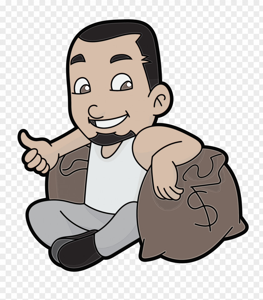 Smile Sitting Cartoon Transparency Drawing Character Thumb PNG
