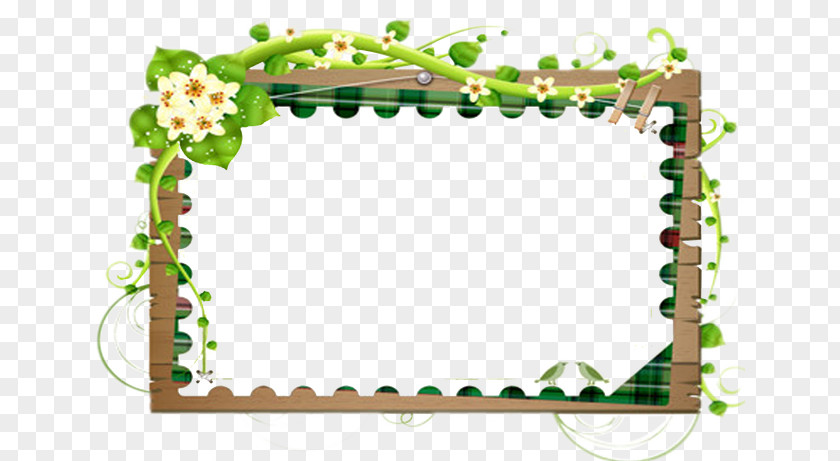 Creative Floral Border Picture Frame Text PNG