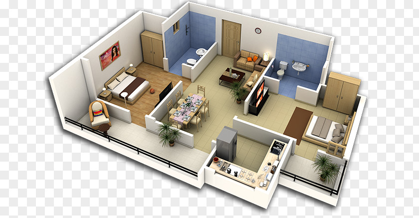 House 3D Floor Plan PNG