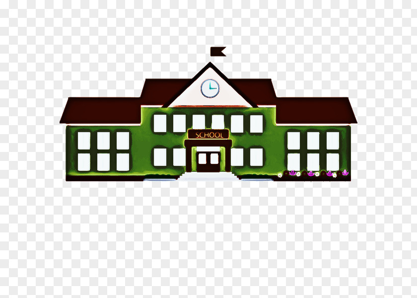Rectangle Roof School Building Cartoon PNG