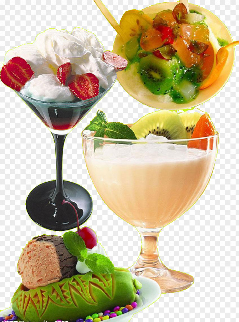 Ice Cream Cup Cocktail Fruit Salad PNG