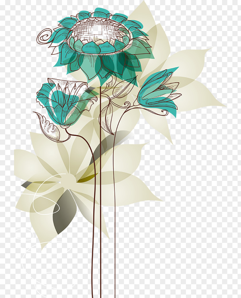 Green Flowers Flower Drawing Royalty-free Clip Art PNG