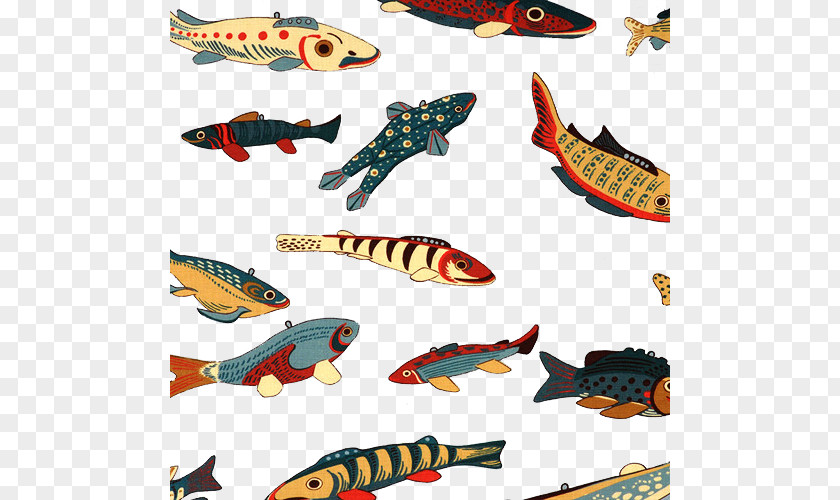 Many Fish Paper Printing Art PNG