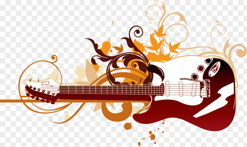 Red Guitar Instrument Vector Pattern Musical String PNG