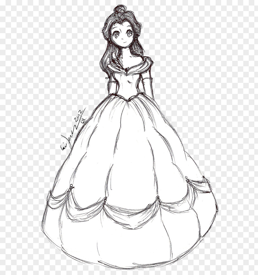 Belle Beauty And The Beast Figure Drawing Sketch PNG
