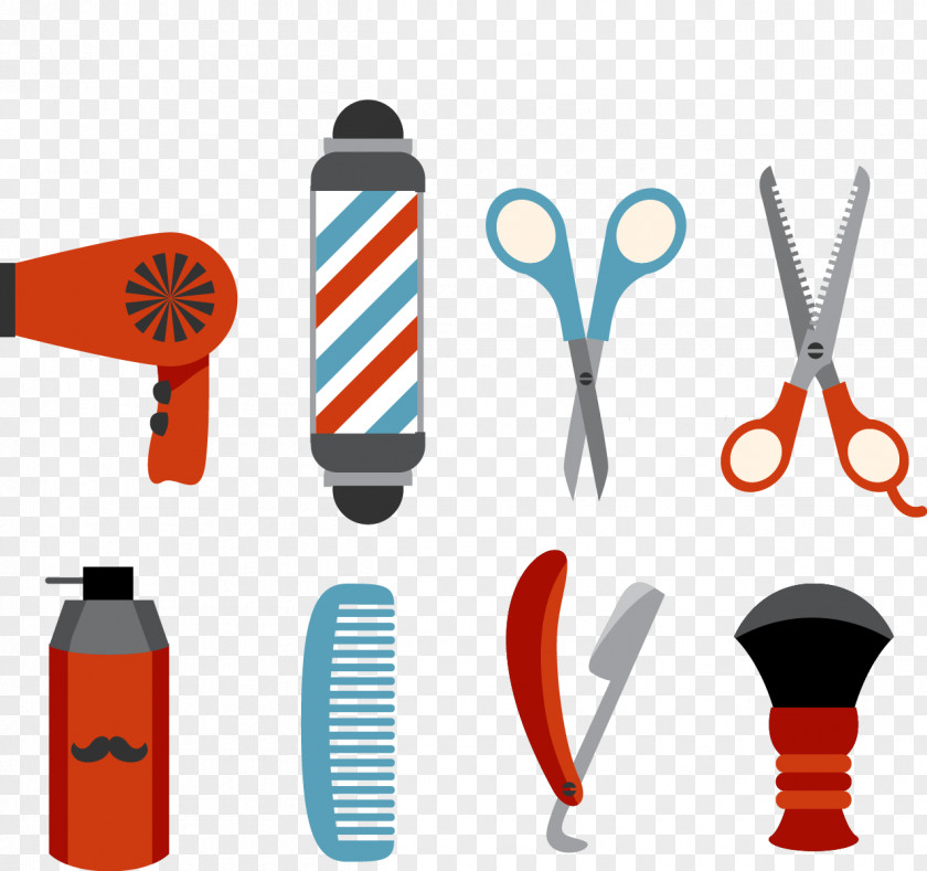 Vector Painted Hairdressing Supplies Comb Barbershop Scissors PNG