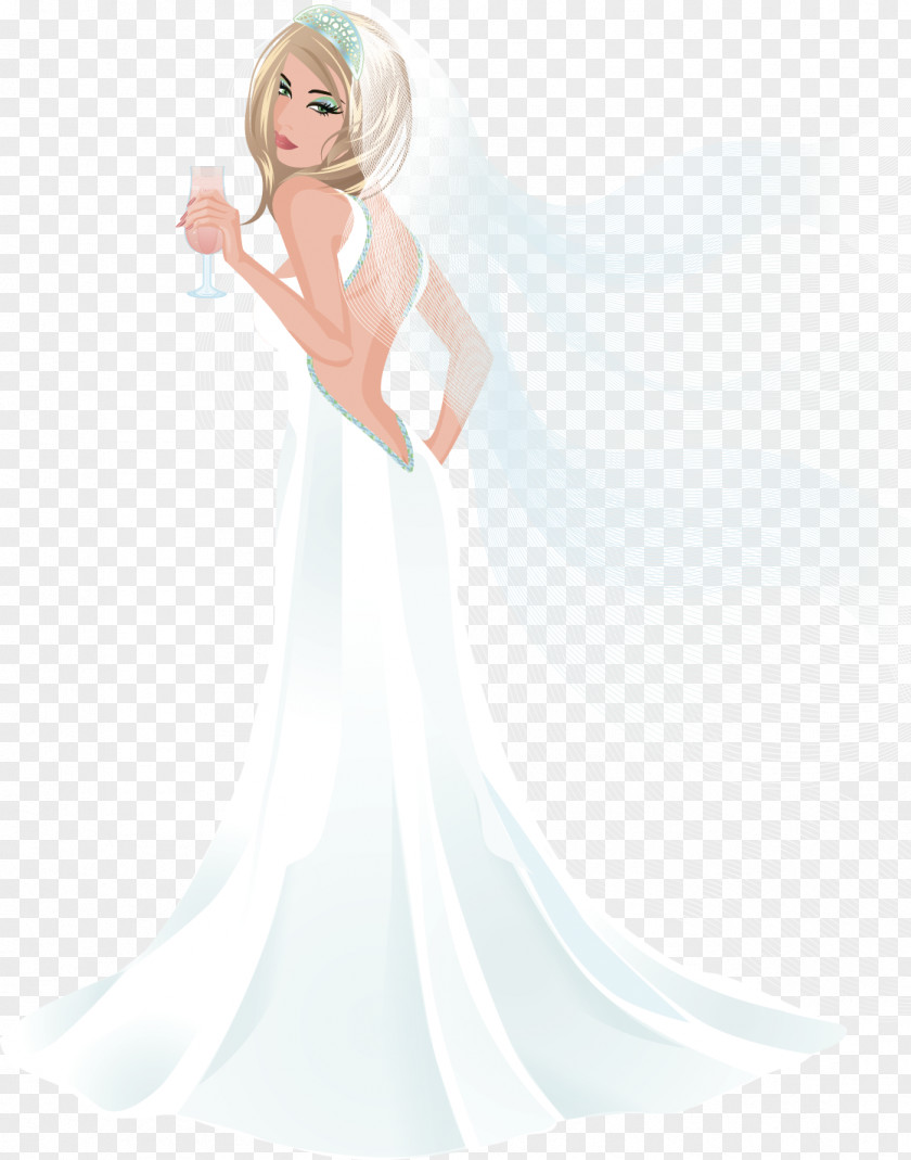 Wedding Dress Bride Illustration Invitation PNG