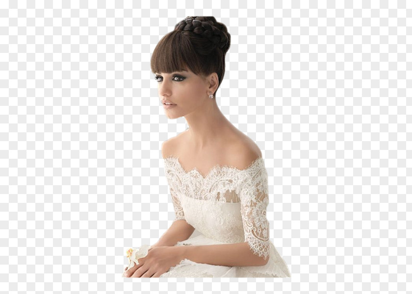 Bun Bangs Hairstyle Marriage Bride PNG