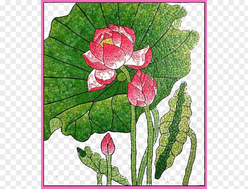 Eggshell Lotus Paste Mosaic Decorative Arts Painting PNG