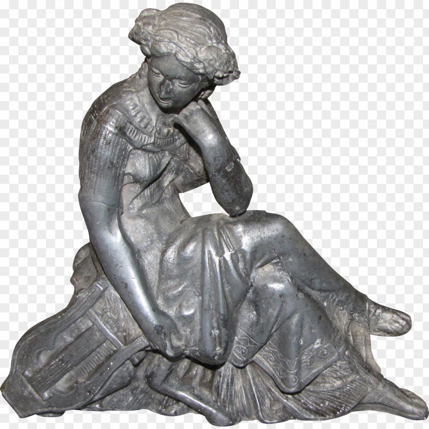 Statue The Thinker Bronze Sculpture Female PNG