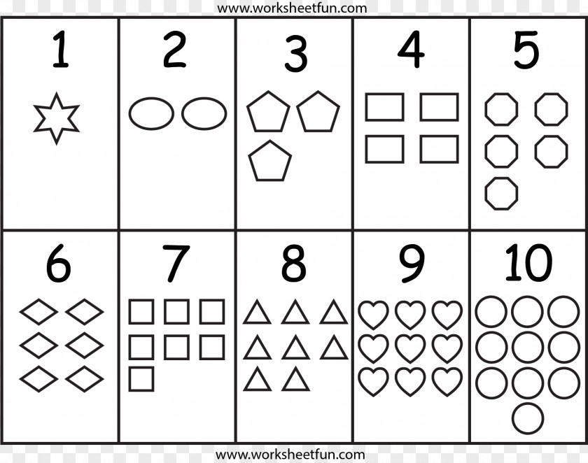 Shape Pre-school Number Coloring Book Counting PNG