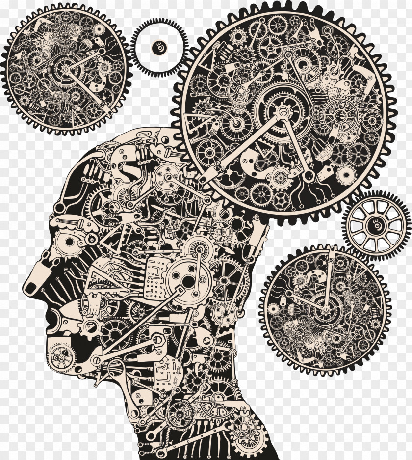 Vector Science And Technology Robot Brain Structure Clock Machine Gear Mechanism Circadian Rhythm PNG